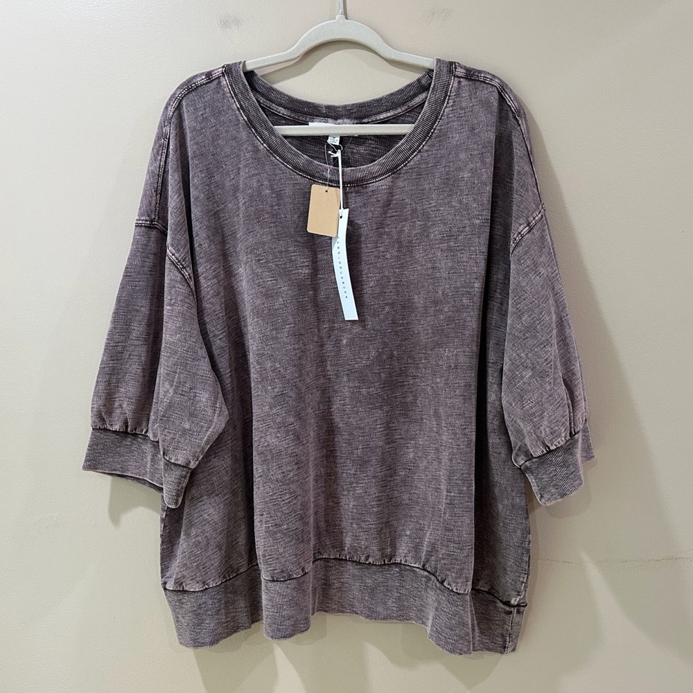 Jane And Delancey Acid Wash Boxy Sweatshirt Drop Shoulder Pullover Knit Top 3X